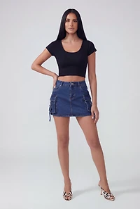 Seamless Ribbed Knit Cropped Tee