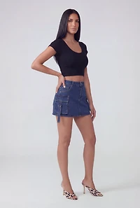 Seamless Ribbed Knit Cropped Tee