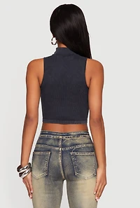 Mock Neck Compression Rib Knit Tank Top