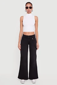 Mock Neck Compression Rib Knit Tank Top