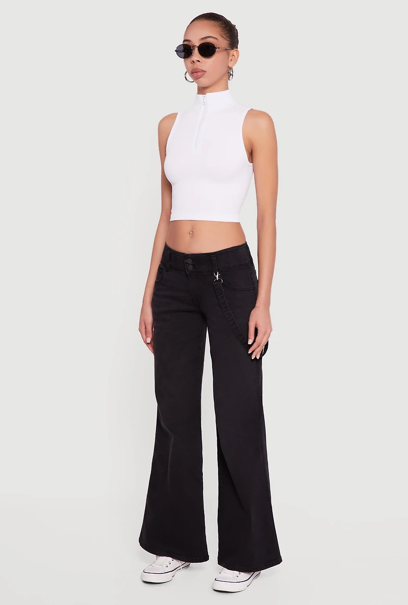 Mock Neck Compression Rib Knit Tank Top