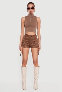 Mock Neck Compression Rib Knit Tank Top
