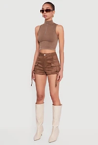 Mock Neck Compression Rib Knit Tank Top