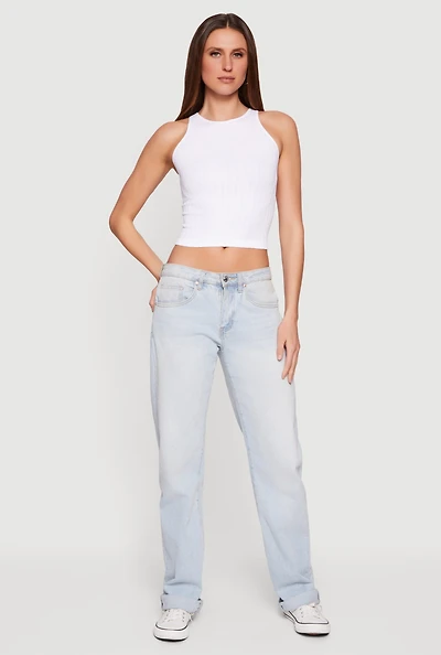 Ribbed Knit Seamless Cropped Tank Top