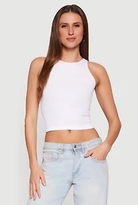 Ribbed Knit Seamless Cropped Tank Top