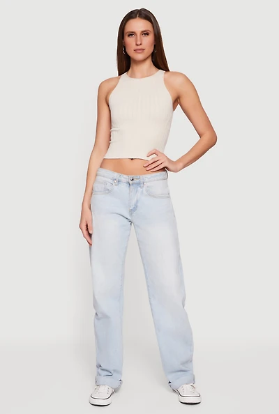 Ribbed Knit Seamless Cropped Tank Top