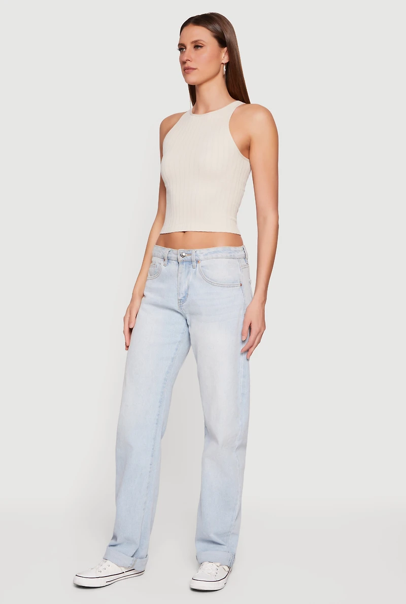 Ribbed Knit Seamless Cropped Tank Top