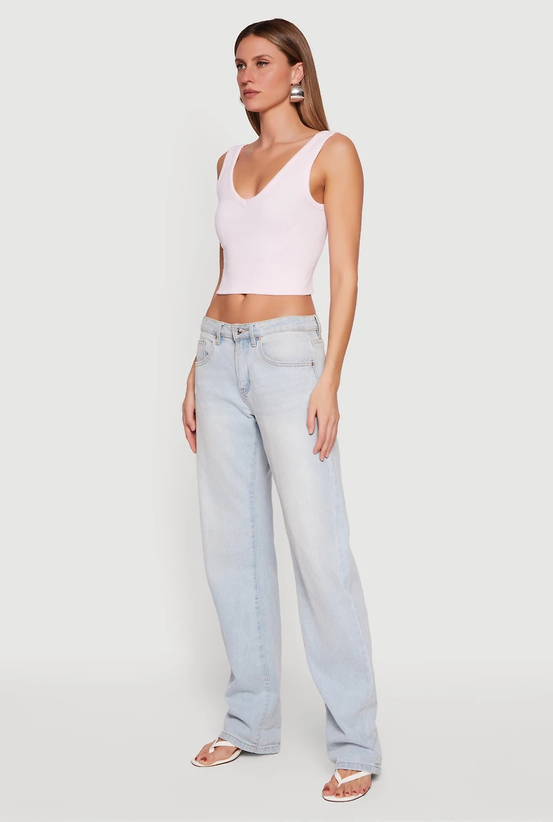 Seamless Textured Knit Reversible Cropped Tank Top