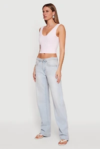 Seamless Textured Knit Reversible Cropped Tank Top
