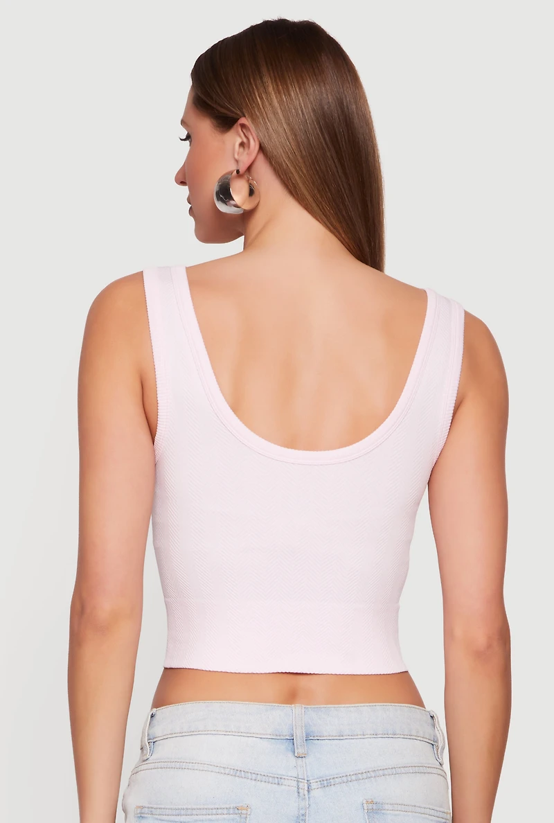 Seamless Textured Knit Reversible Cropped Tank Top