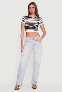 Striped Short Sleeve Crop Top