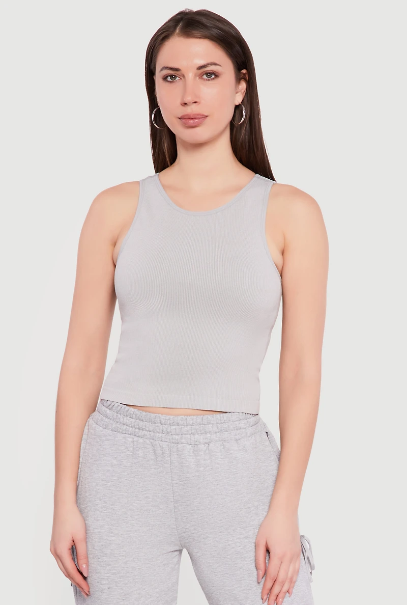 Seamless Rib Knit Racerback Crop Top
