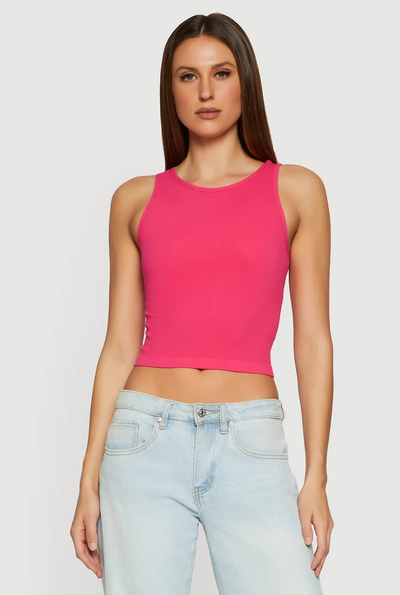 Seamless Rib Knit Racerback Crop Top