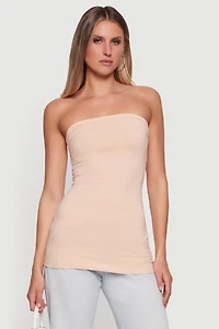 Solid Ruched Strapless Top