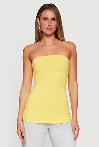 Solid Ruched Strapless Top