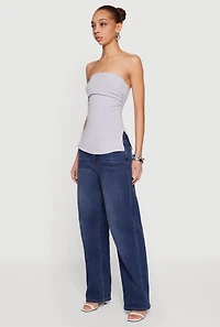 Ruched Side Tube Top with Slits