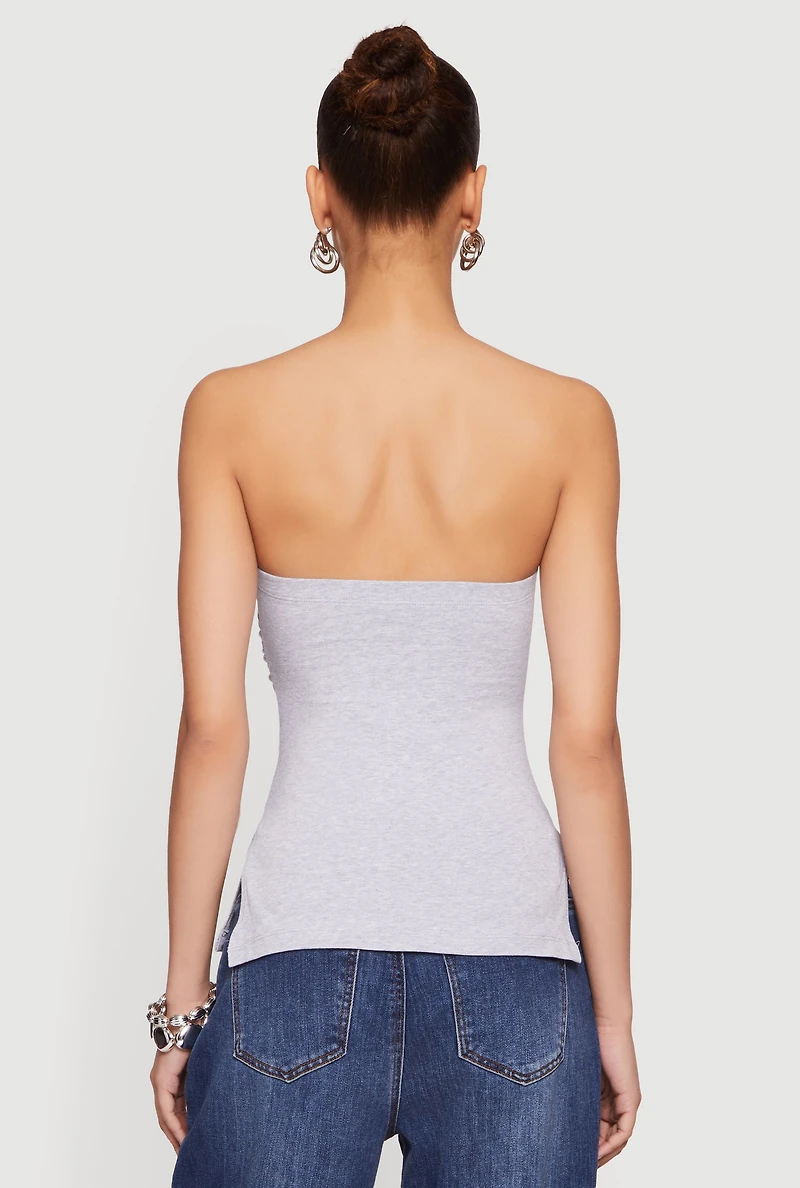 Ruched Side Tube Top with Slits