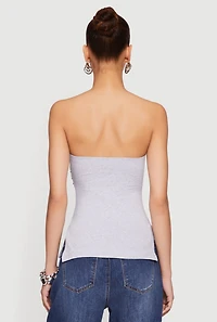 Ruched Side Tube Top with Slits