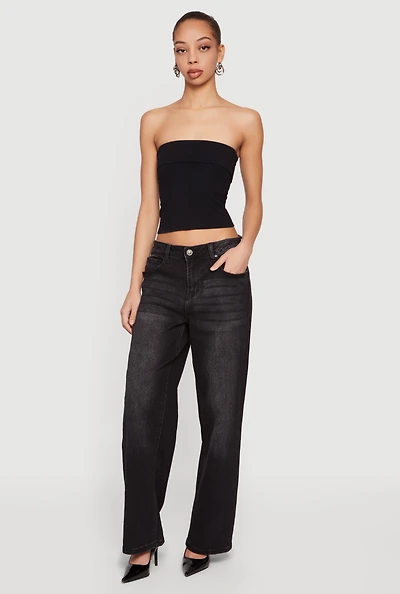 Cropped Fold Over Tube Top