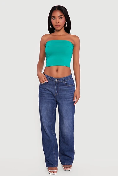 Cropped Fold Over Tube Top