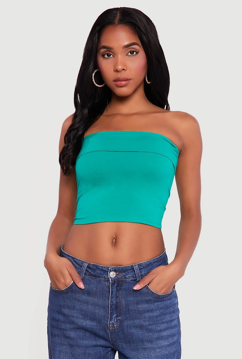 Cropped Fold Over Tube Top