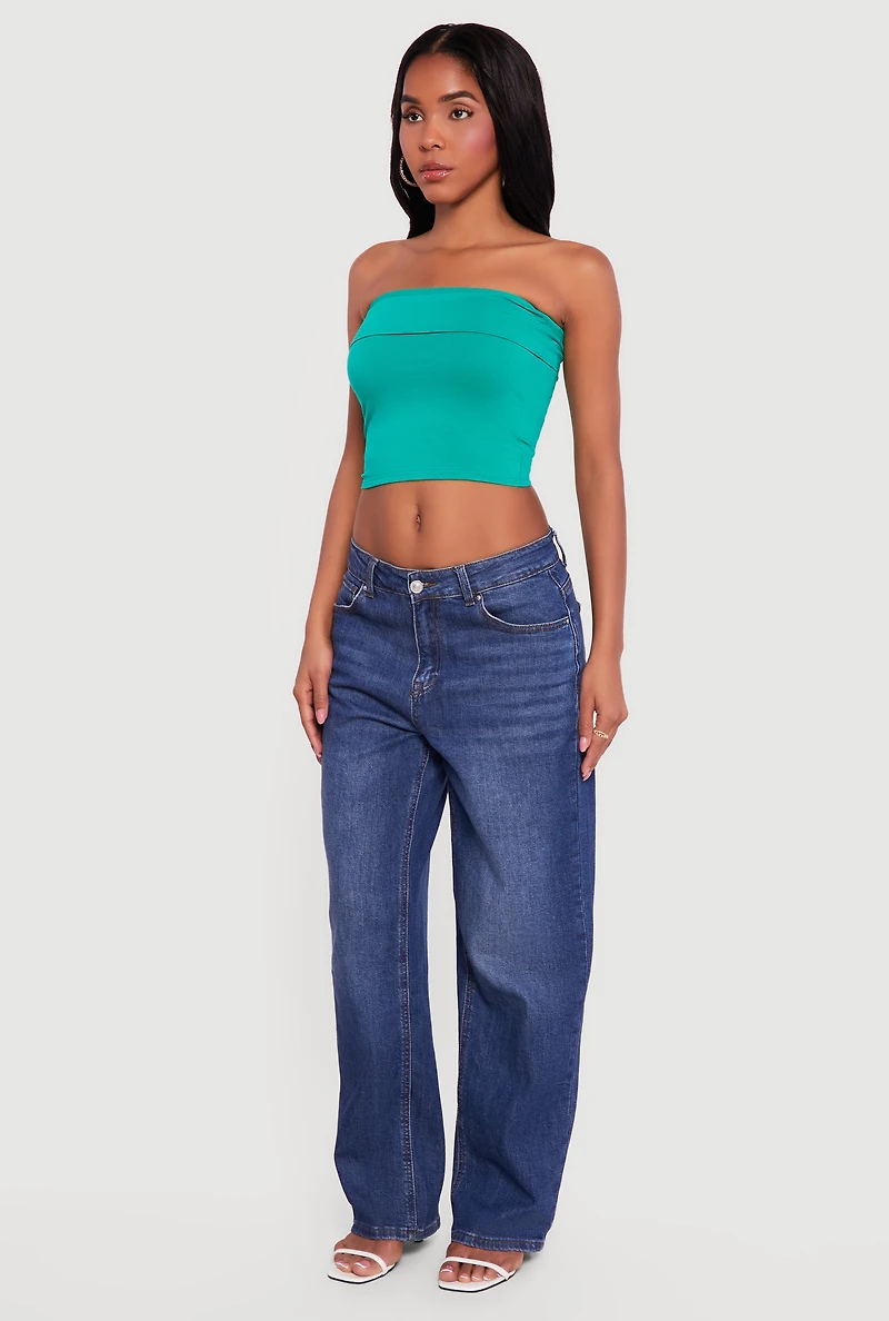 Cropped Fold Over Tube Top
