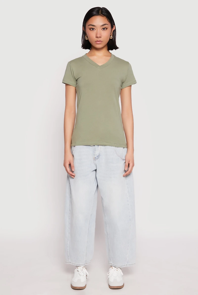 Womens V Neck Short Sleeve Tee,