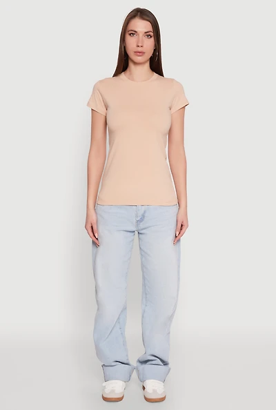 Womens High Neck Short Sleeve Tee,