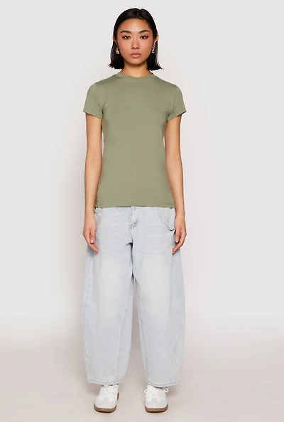 Womens High Neck Short Sleeve Tee, S