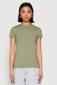 Womens High Neck Short Sleeve Tee, S