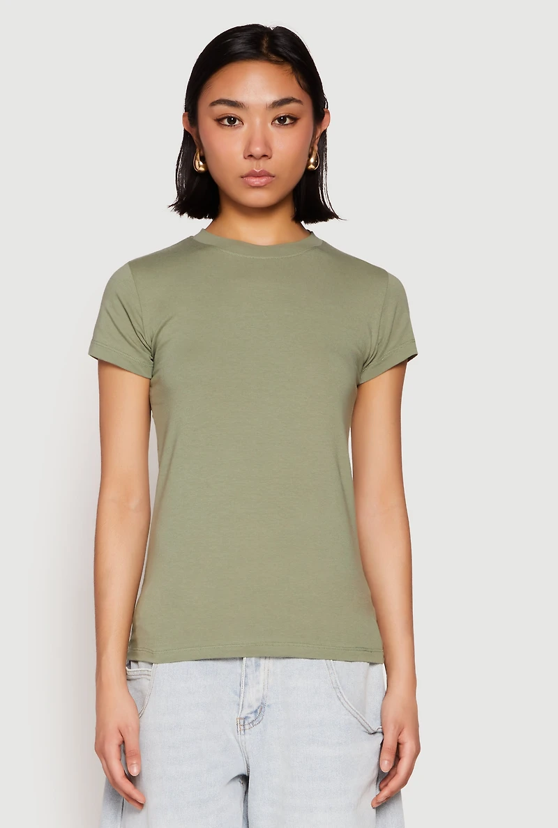 Womens High Neck Short Sleeve Tee,