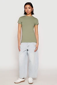 Womens High Neck Short Sleeve Tee, S