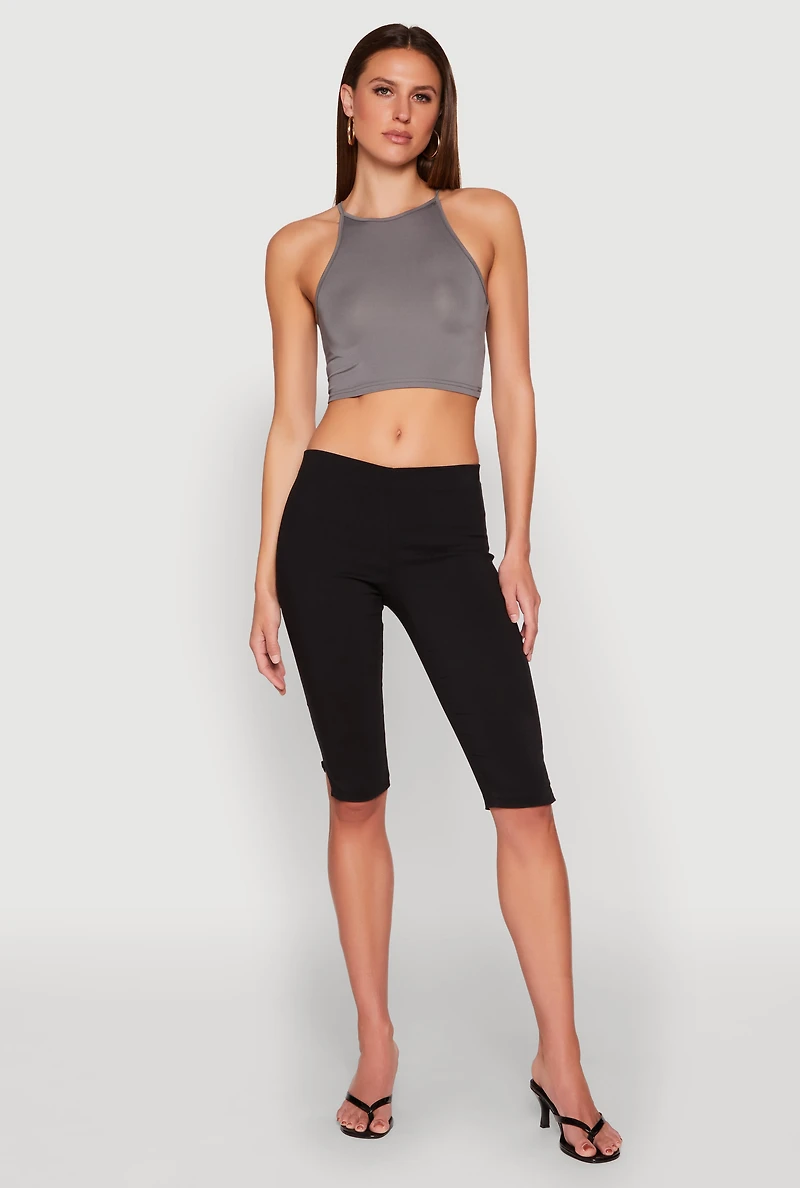 Womens Daisy High Neck Cropped Tank Top,
