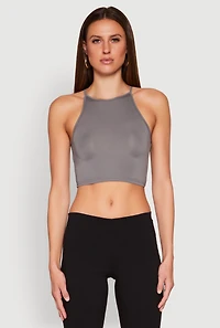 Womens Daisy High Neck Cropped Tank Top,