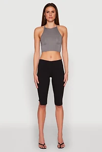 Womens Daisy High Neck Cropped Tank Top,