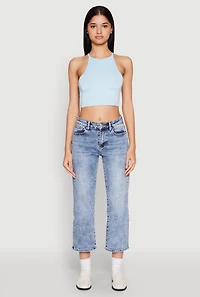 Womens Daisy High Neck Cropped Tank Top,