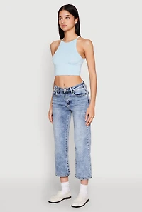 Womens Daisy High Neck Cropped Tank Top,