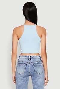 Womens Daisy High Neck Cropped Tank Top,