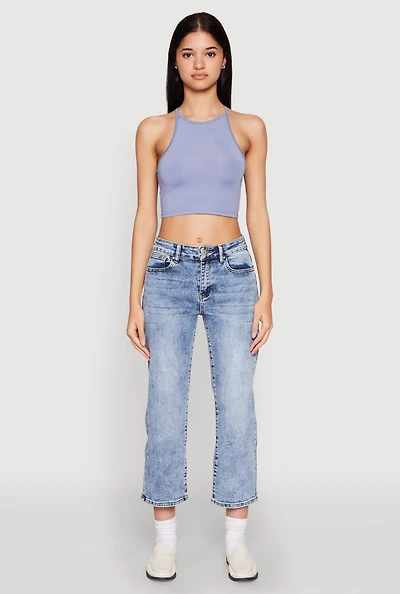 Womens Daisy High Neck Cropped Tank Top,