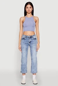Womens Daisy High Neck Cropped Tank Top,