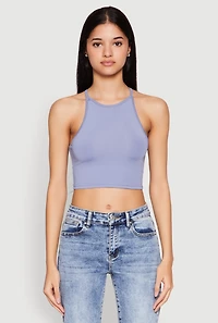 Womens Daisy High Neck Cropped Tank Top,