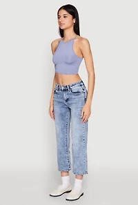 Womens Daisy High Neck Cropped Tank Top,