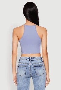 Womens Daisy High Neck Cropped Tank Top,
