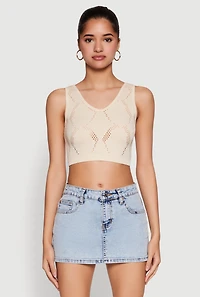 Womens Seamless Laser Cut Cropped Tank Top,