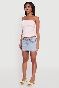Womens Trendy Side Ruched Tube Top, Pink, Size L