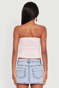 Womens Trendy Side Ruched Tube Top, Pink, Size L