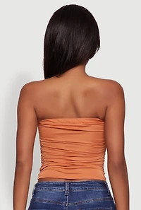 Womens Trendy Side Ruched Tube Top, Orange, Size L