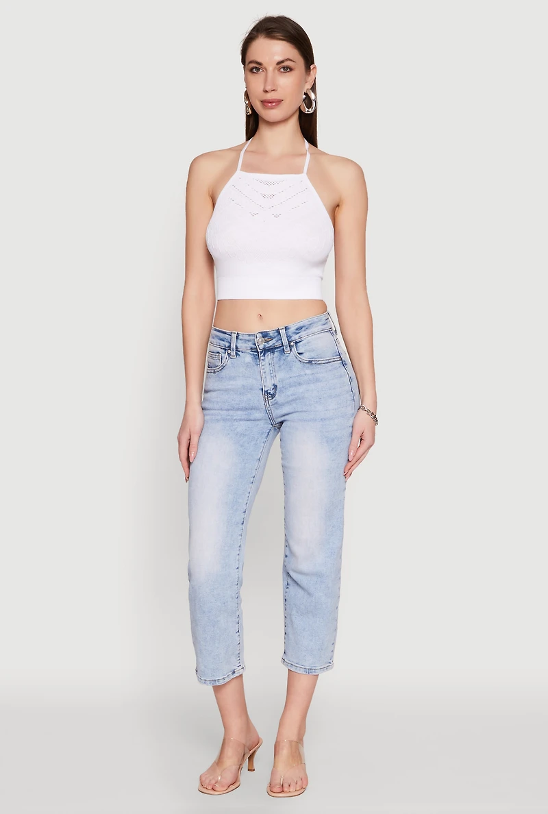 Seamless Laser Cut Cropped Halter Top