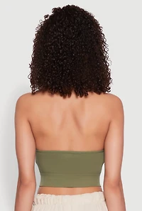 Womens Seamless Laser Cut Cropped Halter Top, L