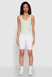 Seamless Ribbed Knit V Neck Tank Top